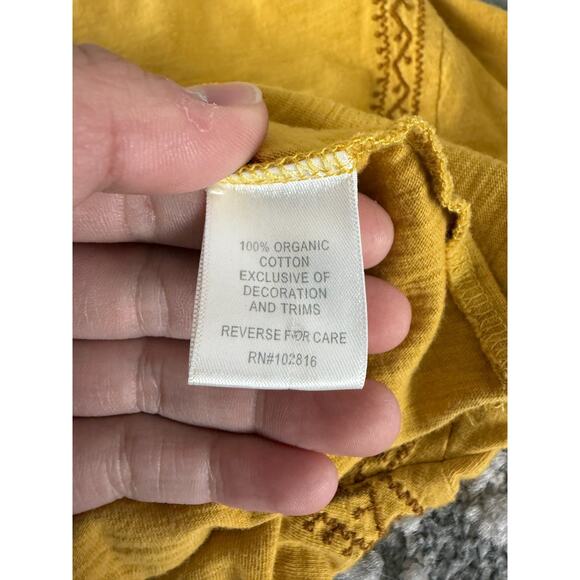 Garnet Hill Size L Organic Cotton Minimalist Casual Top Mustard Yellow Pullover - Picture 6 of 8